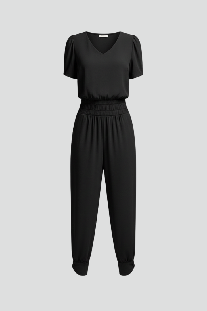 Lena | V Neck Jumpsuit with Elastic Waist