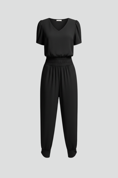 Lena | V Neck Jumpsuit with Elastic Waist