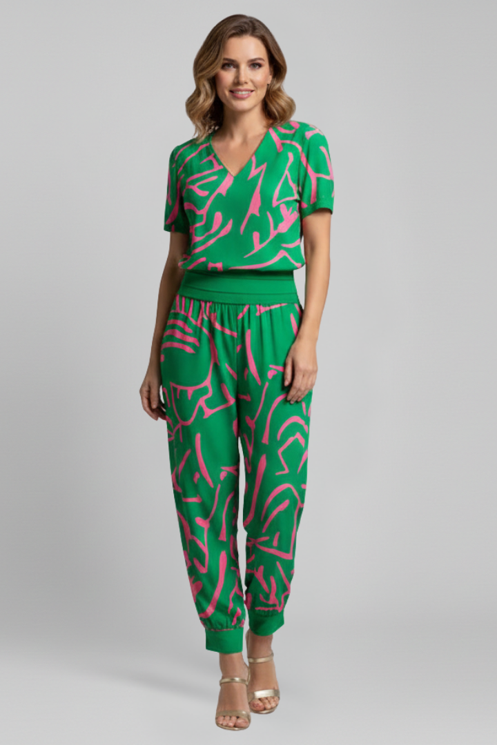 Lena | V Neck Jumpsuit with Elastic Waist