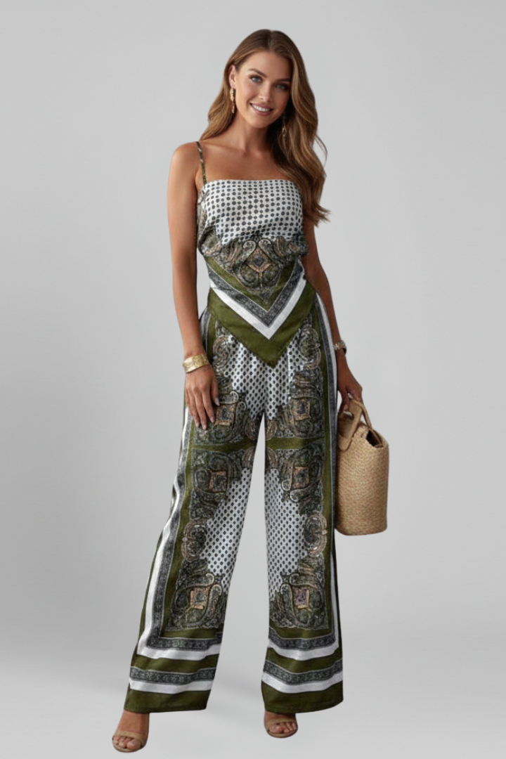 Lila | V Neck Printed Jumpsuit