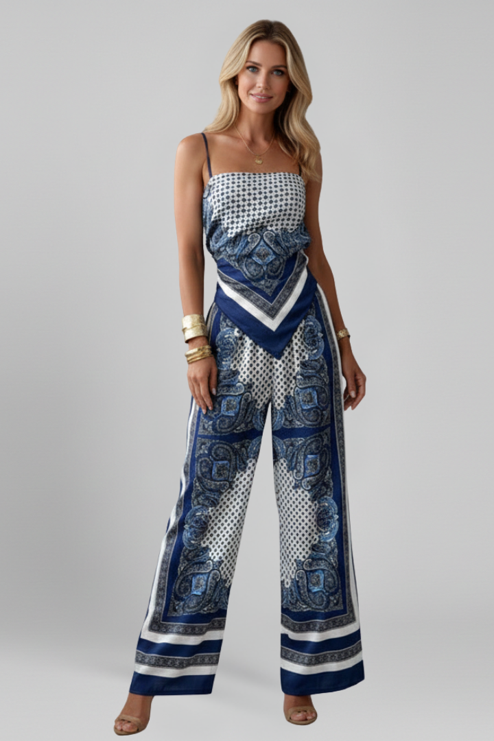 Lena | V Neck Printed Jumpsuit