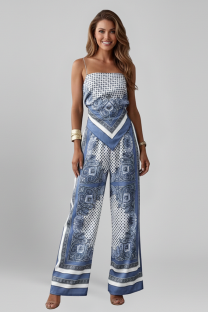 Lila | V Neck Printed Jumpsuit