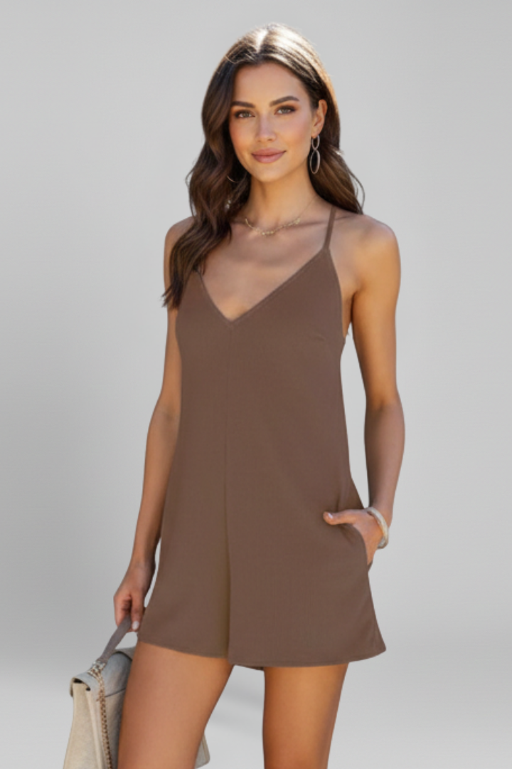 Lena | V Neck Jumpsuit with Side Pockets