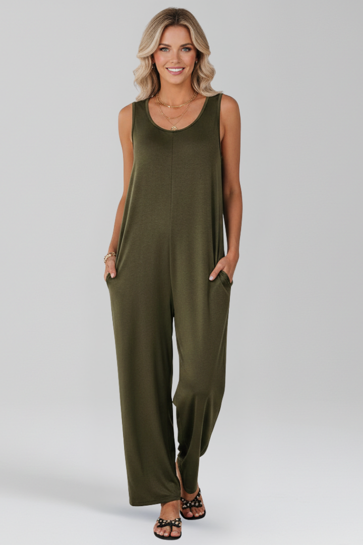 Lena | V Neck Jumpsuit with Side Pockets