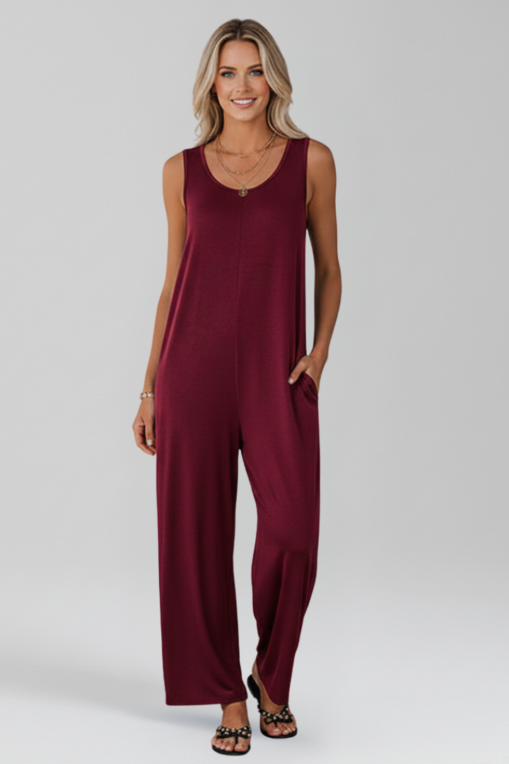 Lena | V Neck Jumpsuit with Side Pockets