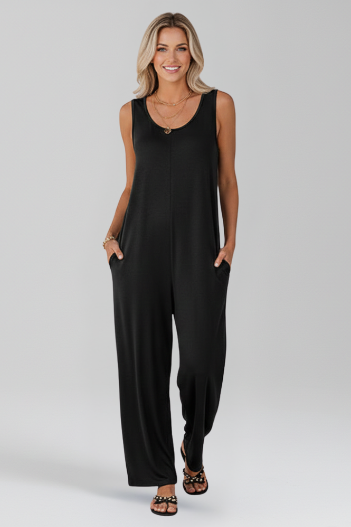 Lena | V Neck Jumpsuit with Side Pockets