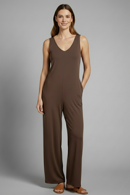 Lena | V Neck Sleeveless Jumpsuit