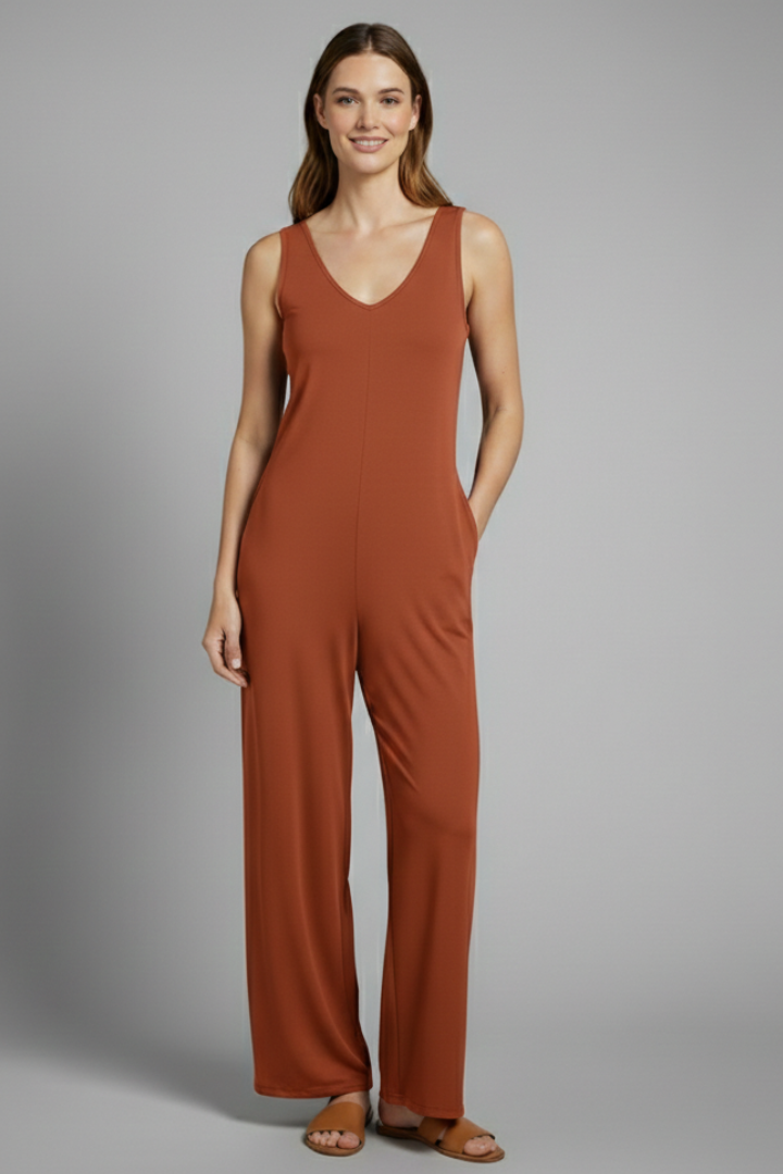 Lena | V Neck Sleeveless Jumpsuit