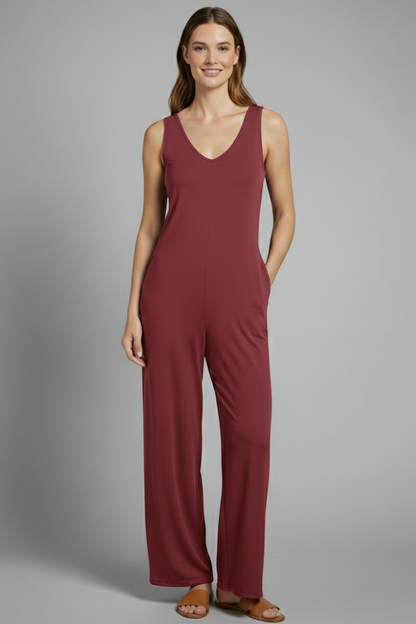 Lena | V Neck Sleeveless Jumpsuit