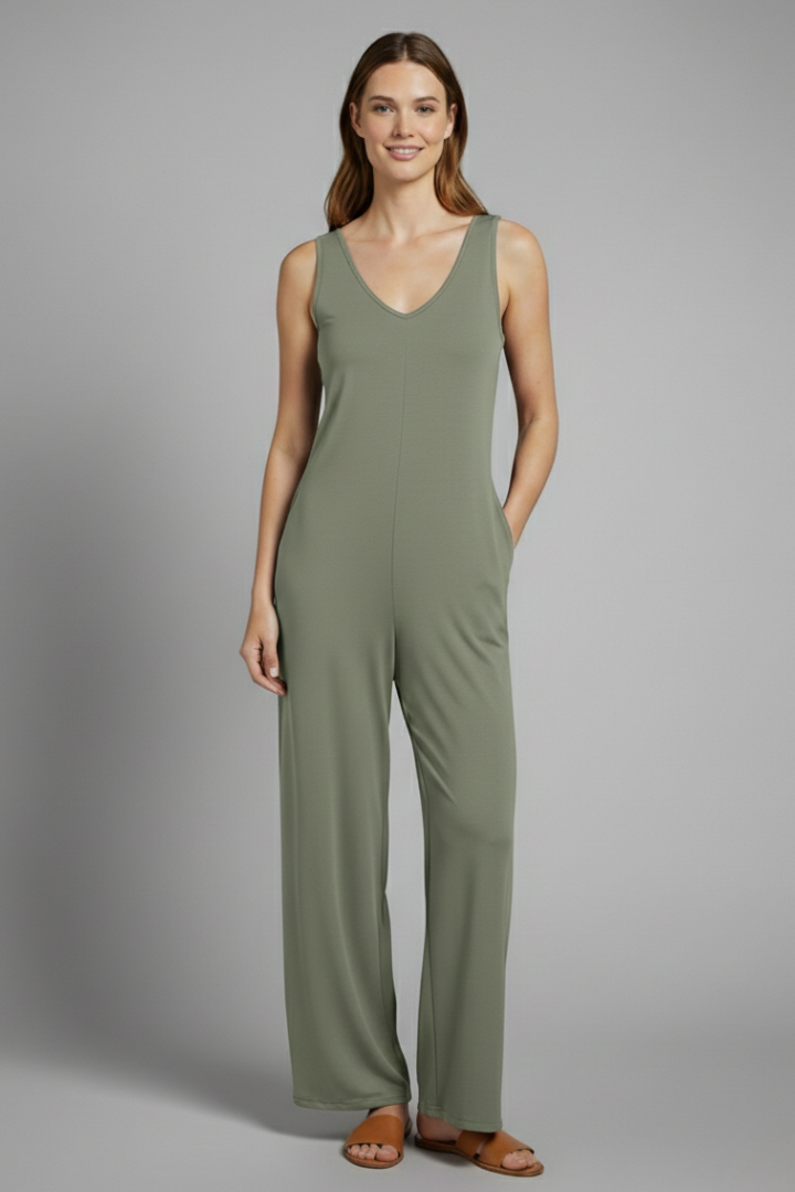 Lena | V Neck Sleeveless Jumpsuit