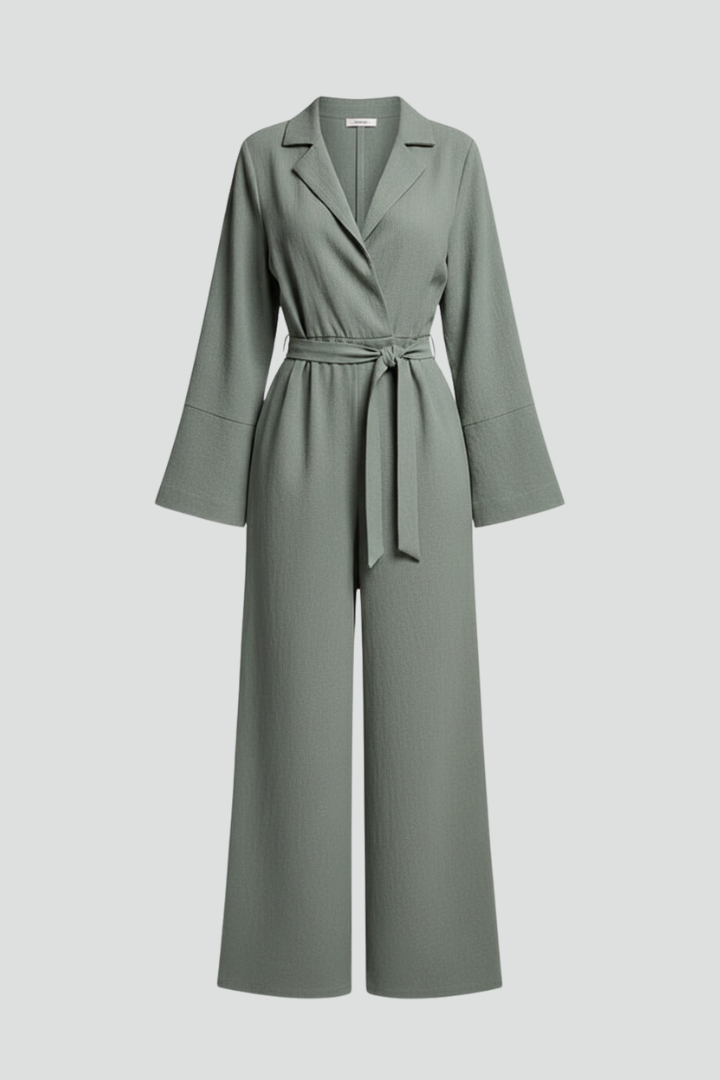 Lila | V Neckline Jumpsuit with Waist Belt