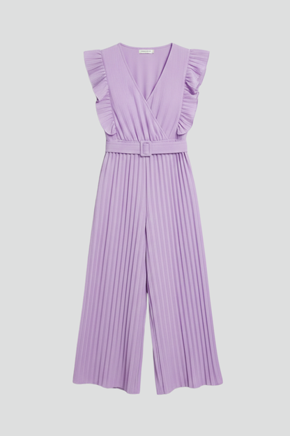 Lila | V Neckline Jumpsuit with Waist Belt