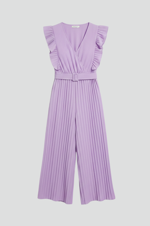 Lila | V Neckline Jumpsuit with Waist Belt