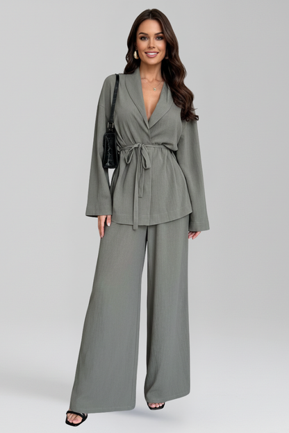 Lila | V Neckline Jumpsuit with Waist Belt