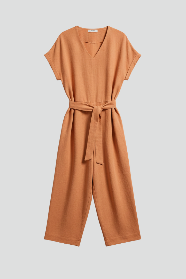 Lila | V Neckline Jumpsuit with Waist Tie