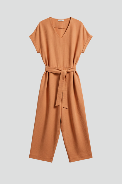 Lila | V Neckline Jumpsuit with Waist Tie