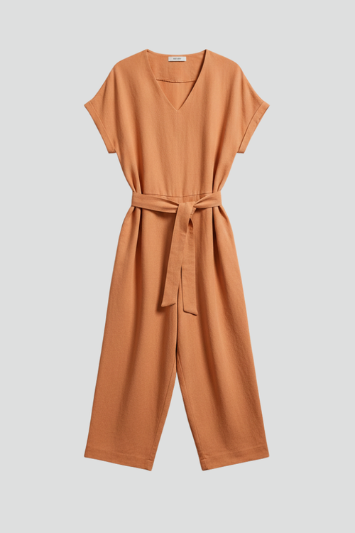 Lila | V Neckline Jumpsuit with Waist Tie