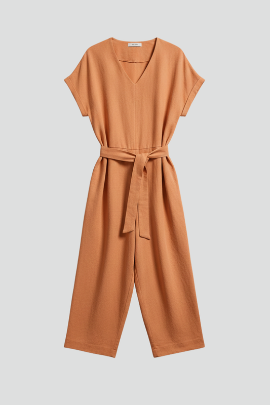 Lila | V Neckline Jumpsuit with Waist Tie