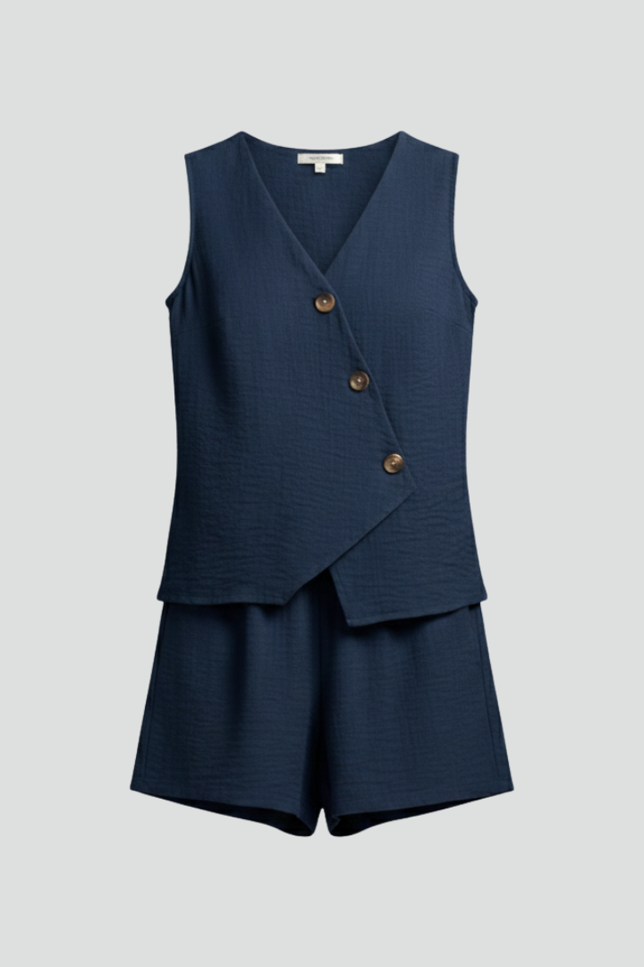Lila | Wrap Neckline Button Jumpsuit