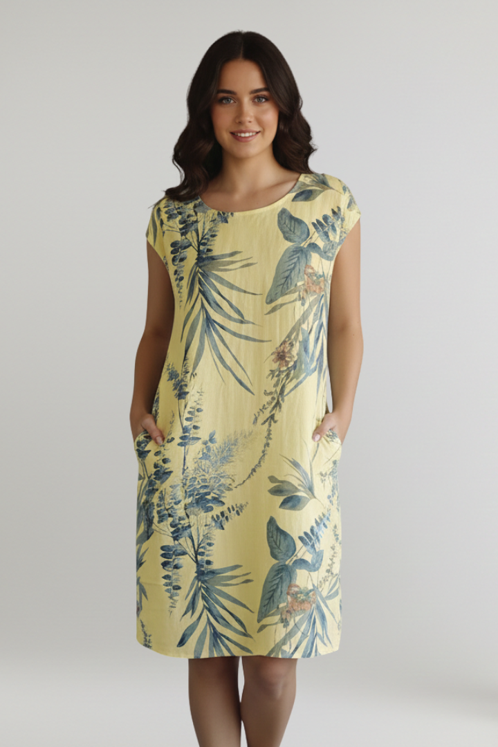 Lila | Printed Knee-Length Dress with Pockets