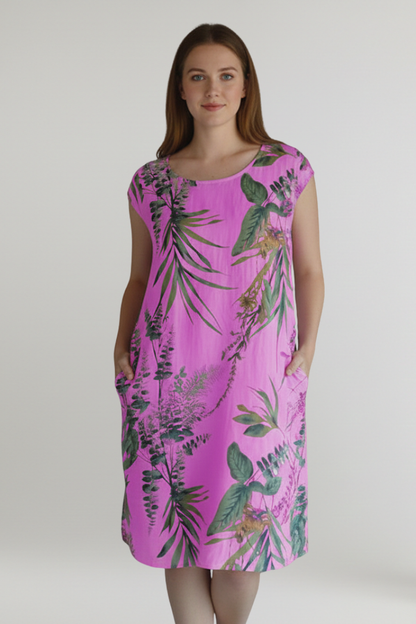 Lila | Printed Knee-Length Dress with Pockets