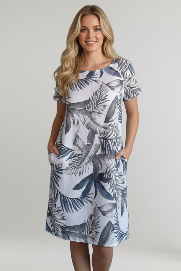 Lila | Printed Knee-Length Dress with Pockets