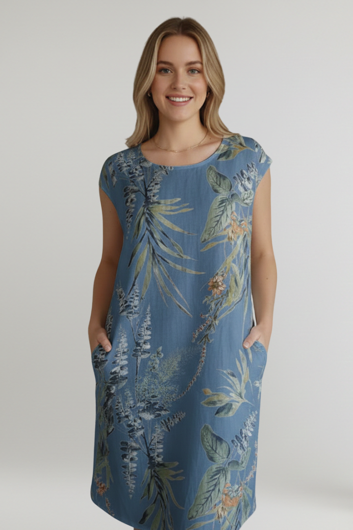 Lila | Printed Knee-Length Dress with Pockets