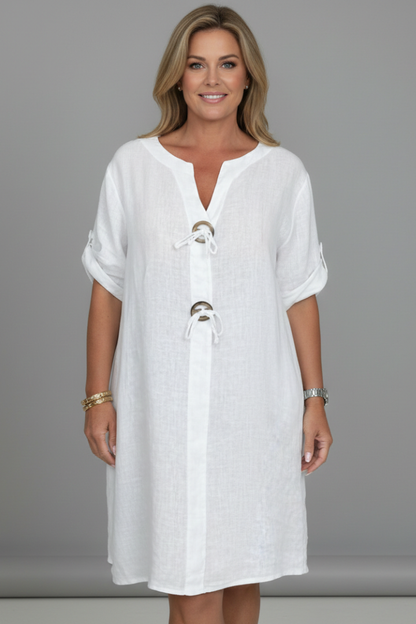 Lila | Elegant Knee-Length Dress with Short Sleeves