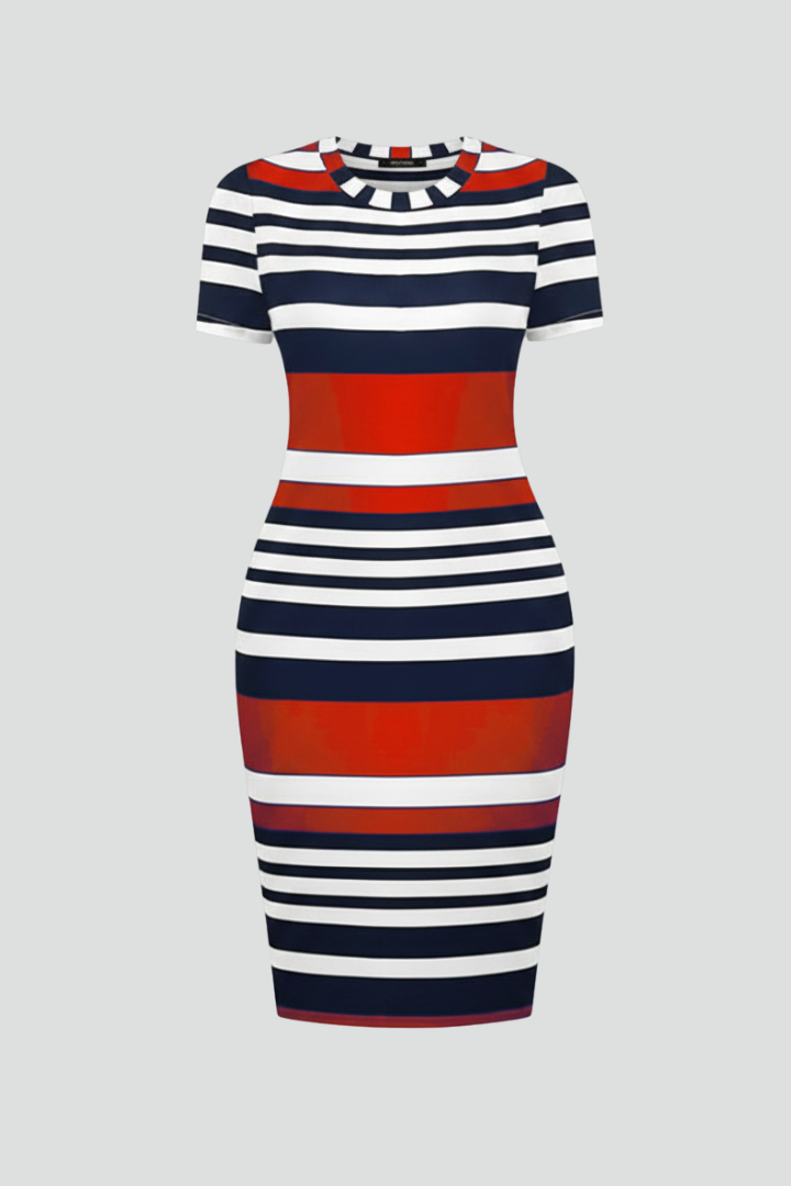 Lena | Stripe Pattern Knee-Length Dress