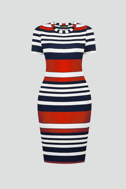 Lena | Stripe Pattern Knee-Length Dress