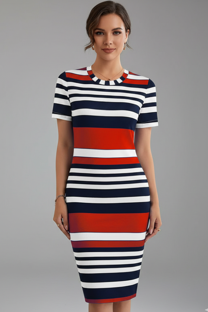 Lena | Stripe Pattern Knee-Length Dress