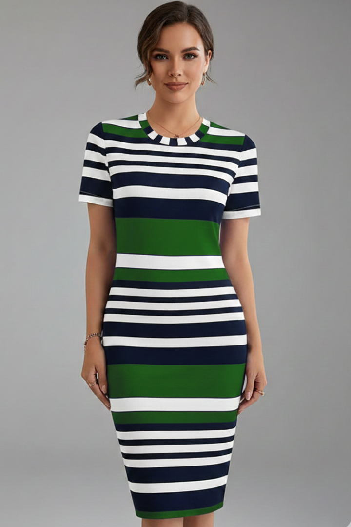 Lena | Stripe Pattern Knee-Length Dress