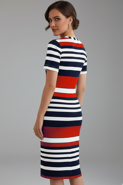 Lena | Stripe Pattern Knee-Length Dress