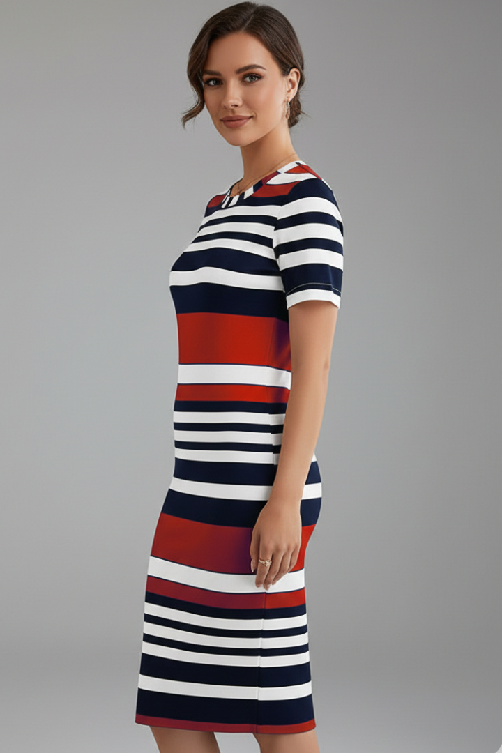 Lena | Stripe Pattern Knee-Length Dress