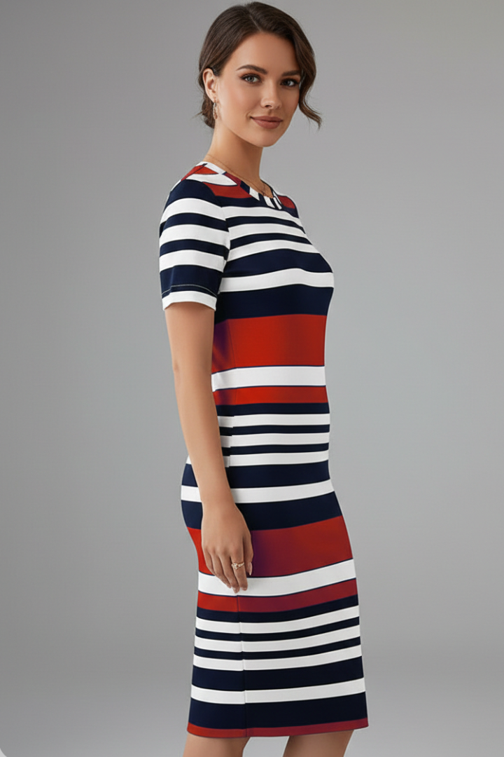 Lena | Stripe Pattern Knee-Length Dress