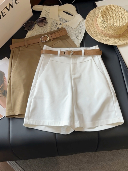 Luna | Tailored Knee Length Shorts with Belt Loops and Pockets