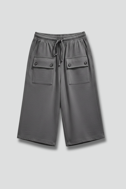 Lila | Elegant Knee-Length Shorts with Elastic Waist and Pockets