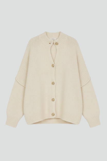 Lena | Knit Cardigan with Button-Front and Dropped Shoulders