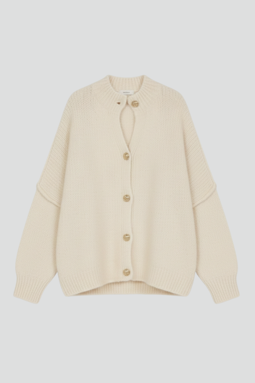 Lena | Knit Cardigan with Button-Front and Dropped Shoulders
