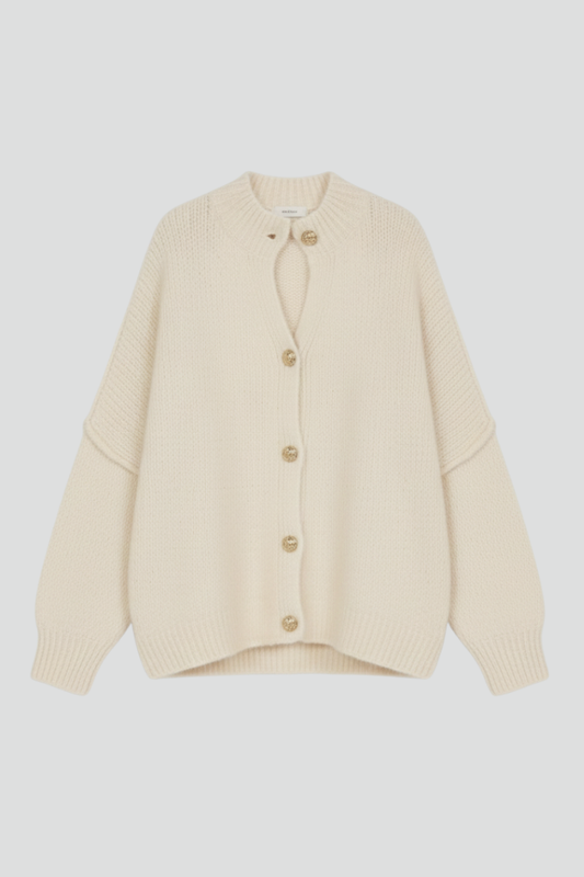 Lena | Knit Cardigan with Button-Front and Dropped Shoulders