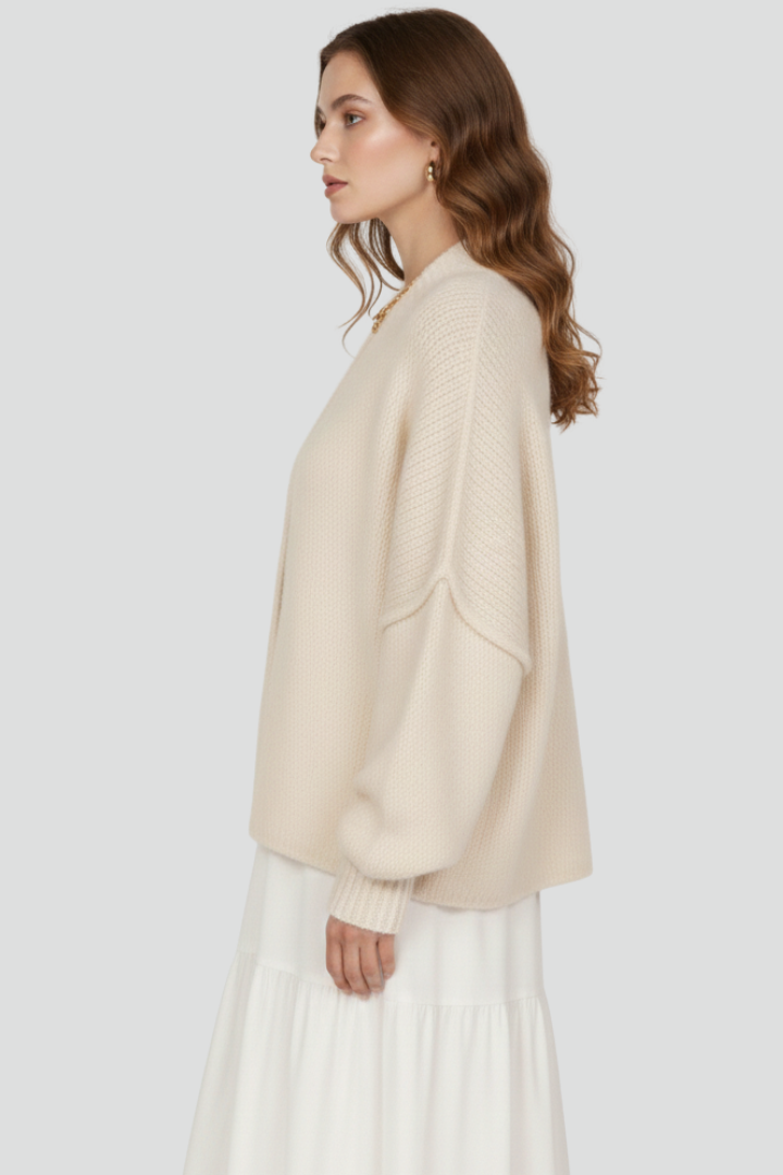 Lena | Knit Cardigan with Button-Front and Dropped Shoulders