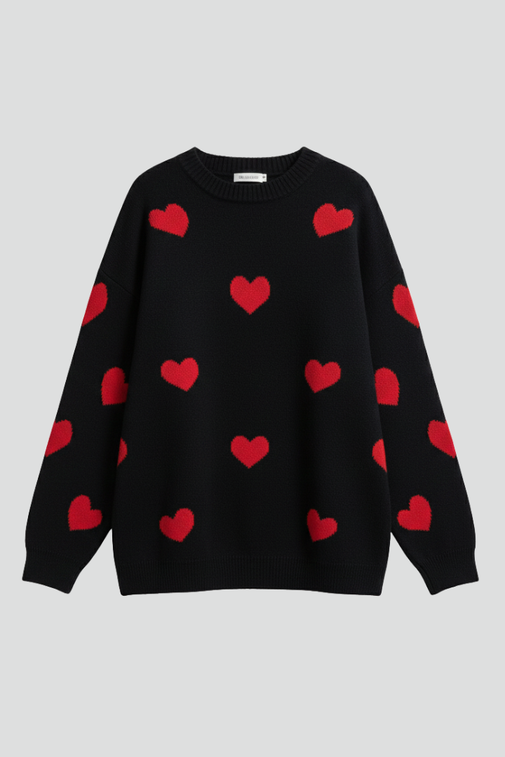 Elena | Knit Jumper with Heart Pattern