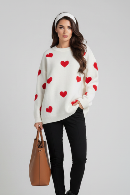 Elena | Knit Jumper with Heart Pattern