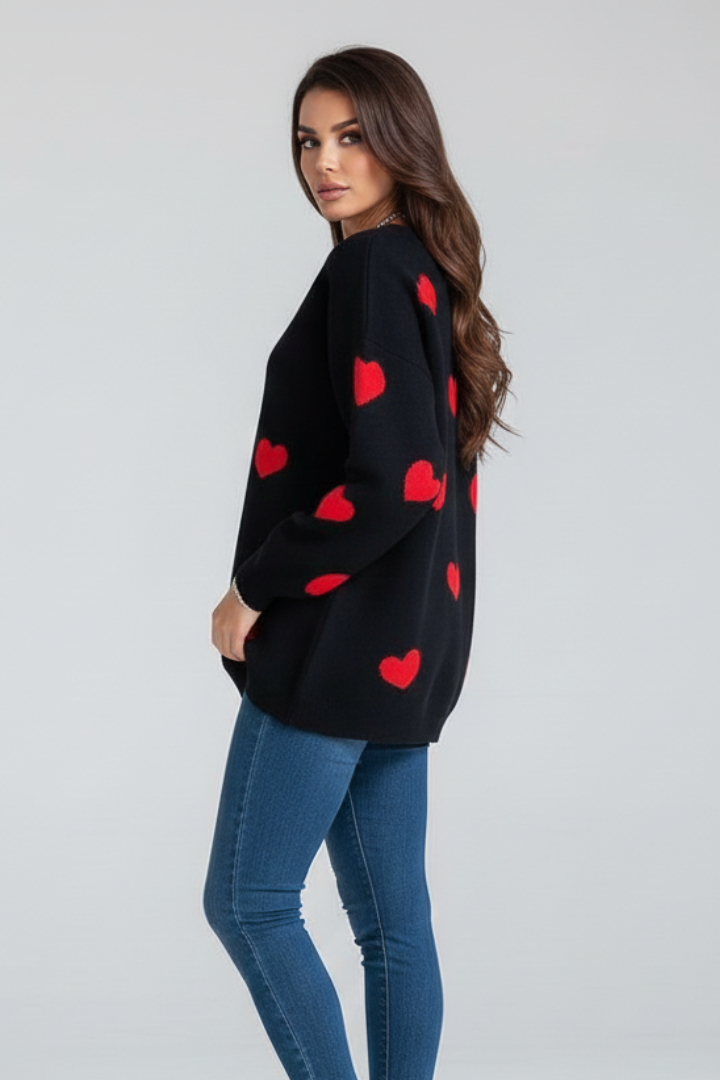 Elena | Knit Jumper with Heart Pattern