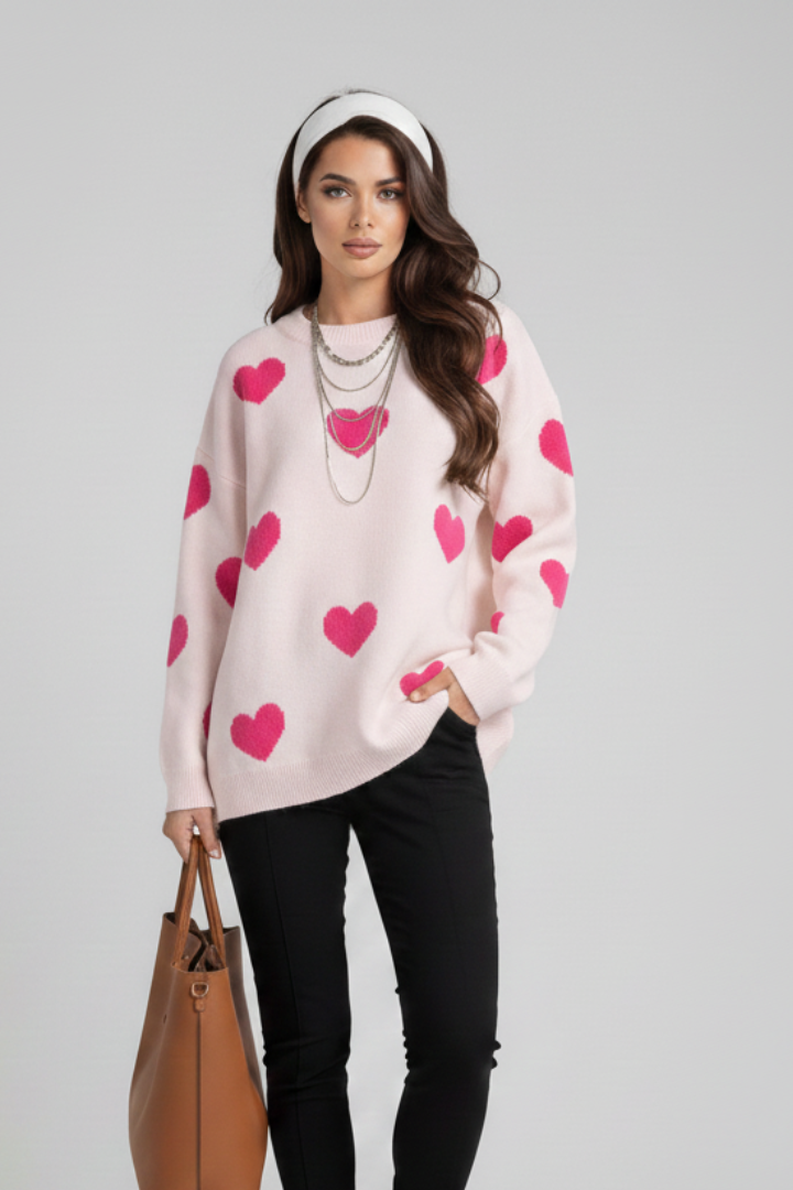 Elena | Knit Jumper with Heart Pattern