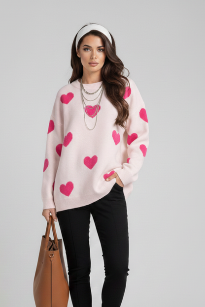 Elena | Knit Jumper with Heart Pattern