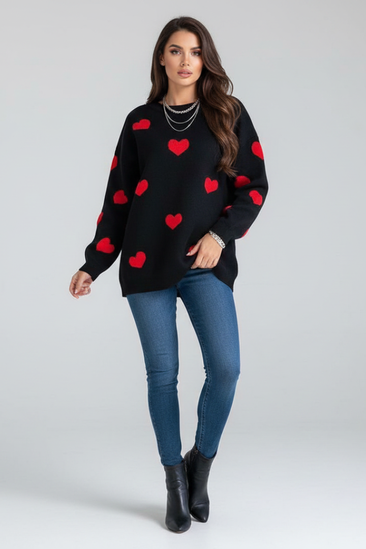 Elena | Knit Jumper with Heart Pattern