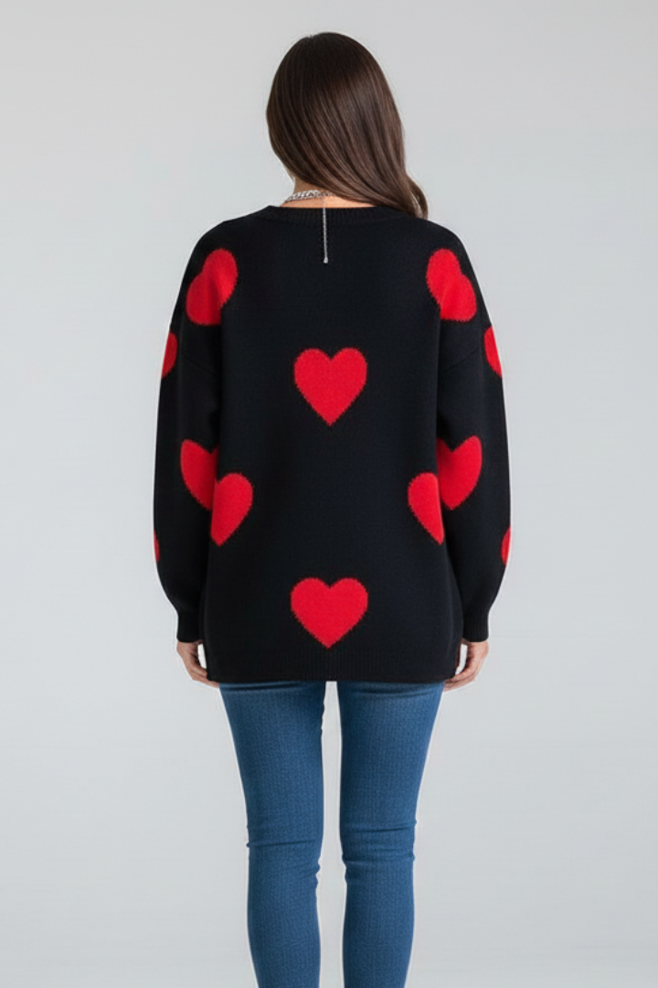 Elena | Knit Jumper with Heart Pattern