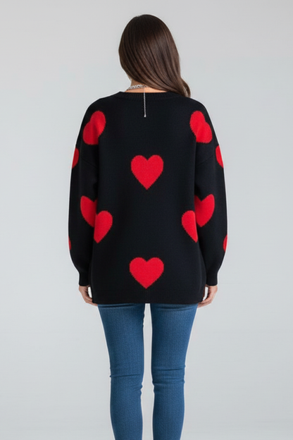 Elena | Knit Jumper with Heart Pattern