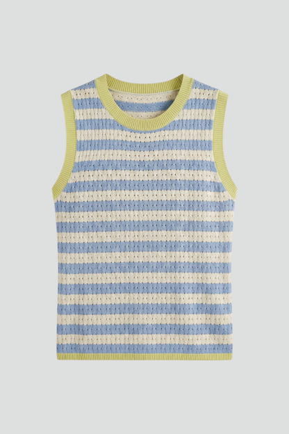 Lila | Striped Knit Top with Round Neck
